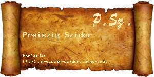 Preiszig Szidor névjegykártya